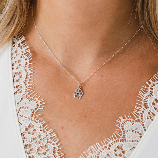 silver paw print necklace