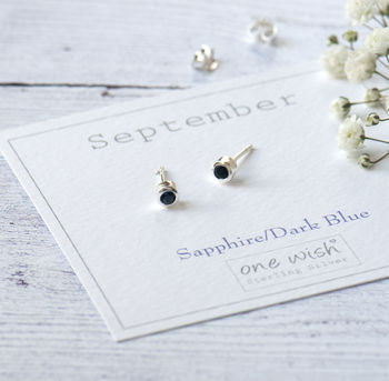 September sterling silver birthstone stud earrings 