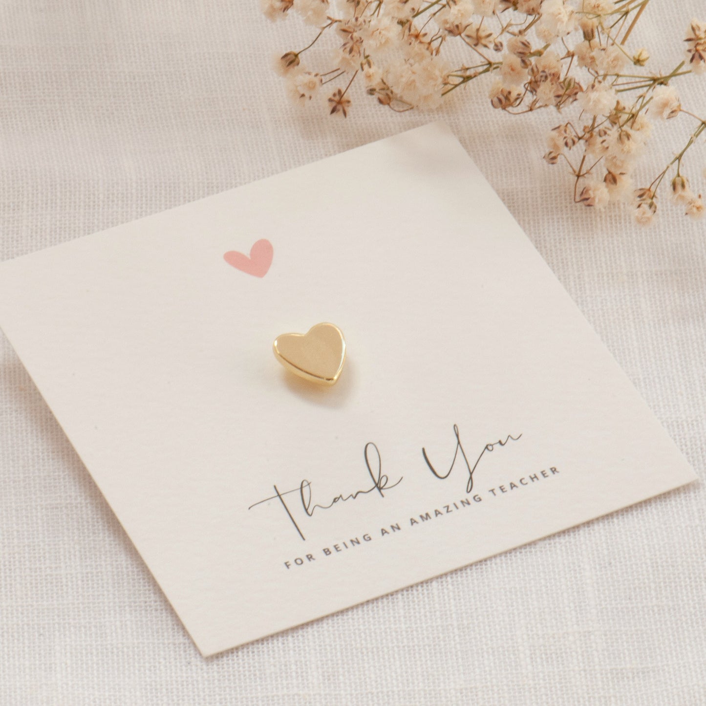 Simple teacher appreciation gift gold heart brooch