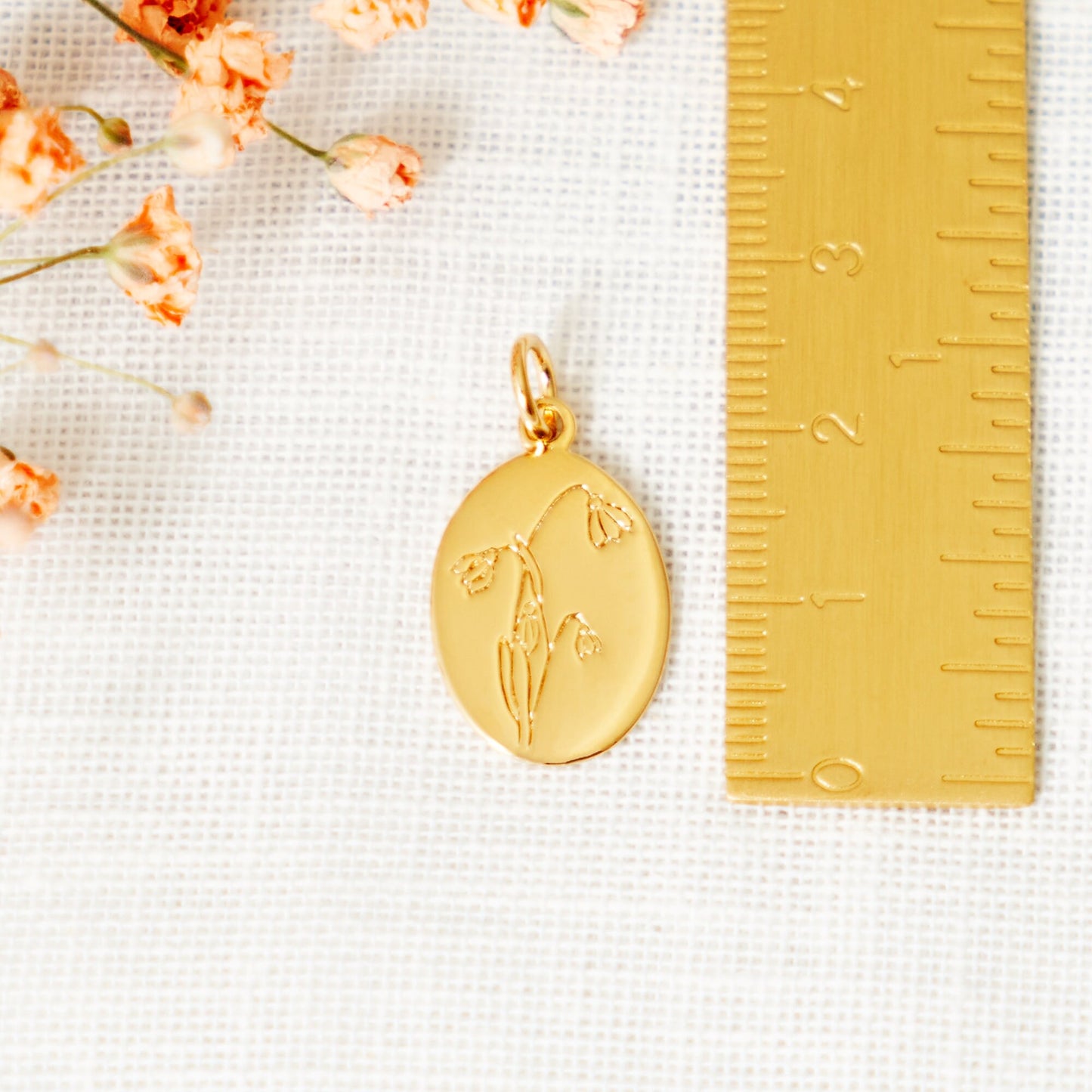 January Snowdrop sterling silver gold plated necklace, the birthflower for January is the dainty snowdrop, a thoughtful gift for a january birthday, ideal for mum, gift for her, gift for bridesmaids, gift for friend, birthday gift