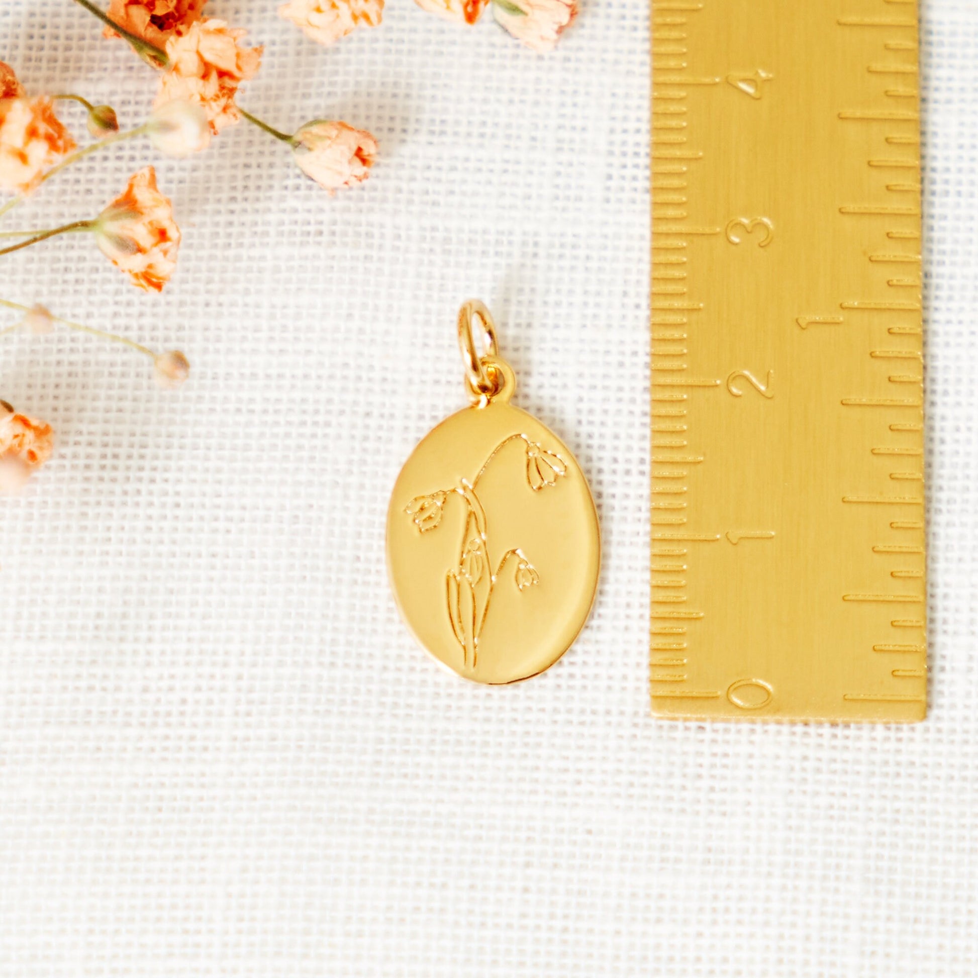 January Snowdrop sterling silver gold plated necklace, the birthflower for January is the dainty snowdrop, a thoughtful gift for a january birthday, ideal for mum, gift for her, gift for bridesmaids, gift for friend, birthday gift