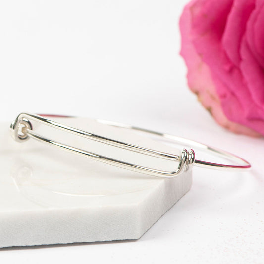 Sterling silver adjustable bangle, perfect for adding charms or for larger wrists, gift for mum, gift for her, silver bangle