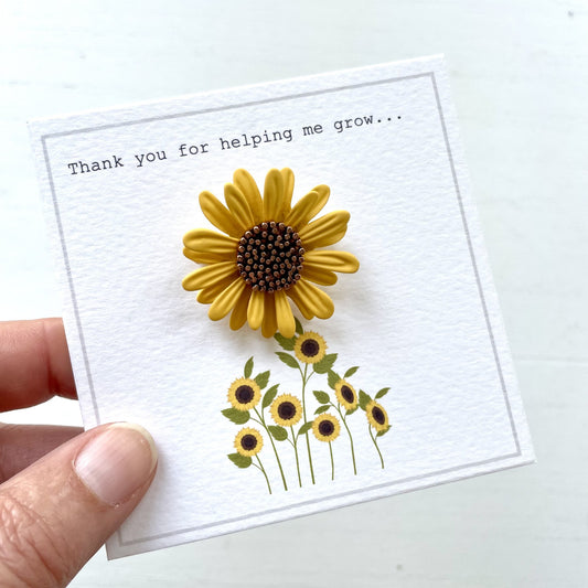sunflower teacher brooch thank you gift helping me grow