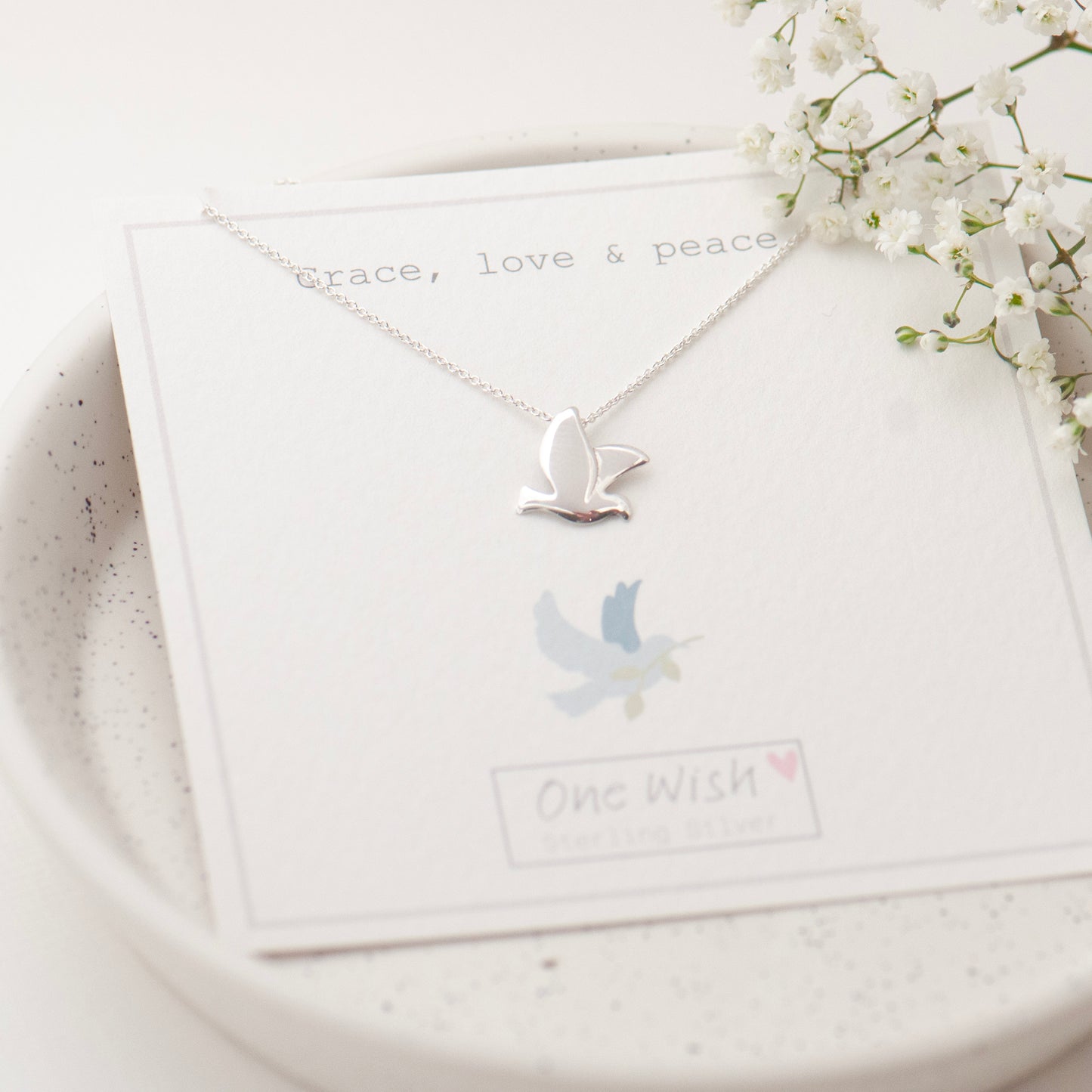 Thinking of you gift dove necklace ready for gifting