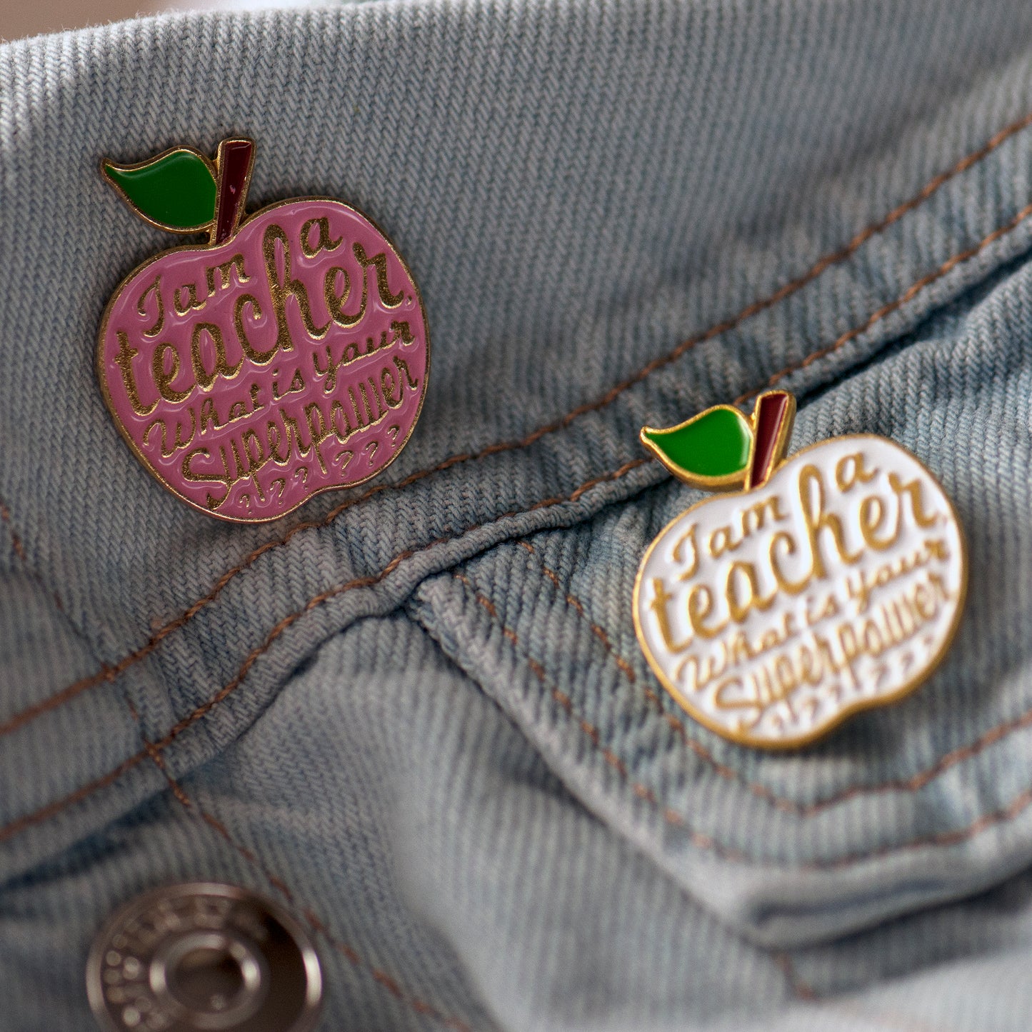 Teacher Apple Enamel Pin - End of Term Teacher Gift - “What’s Your Superpower?” Fun Gift From Child