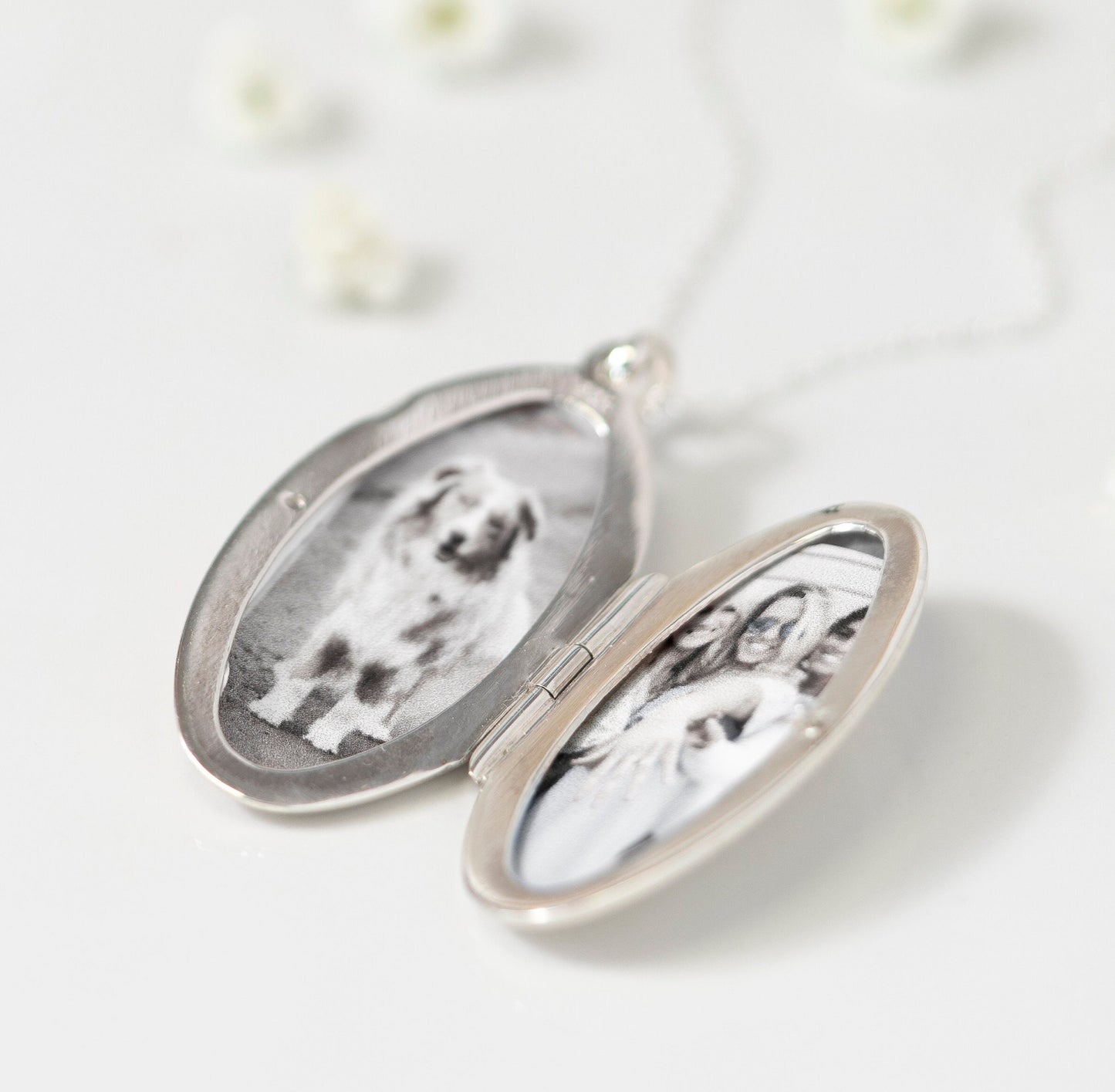 Large plain oval picture locket made from Sterling Silver 925, mothers day gift, memorial gift, statement locket necklace
