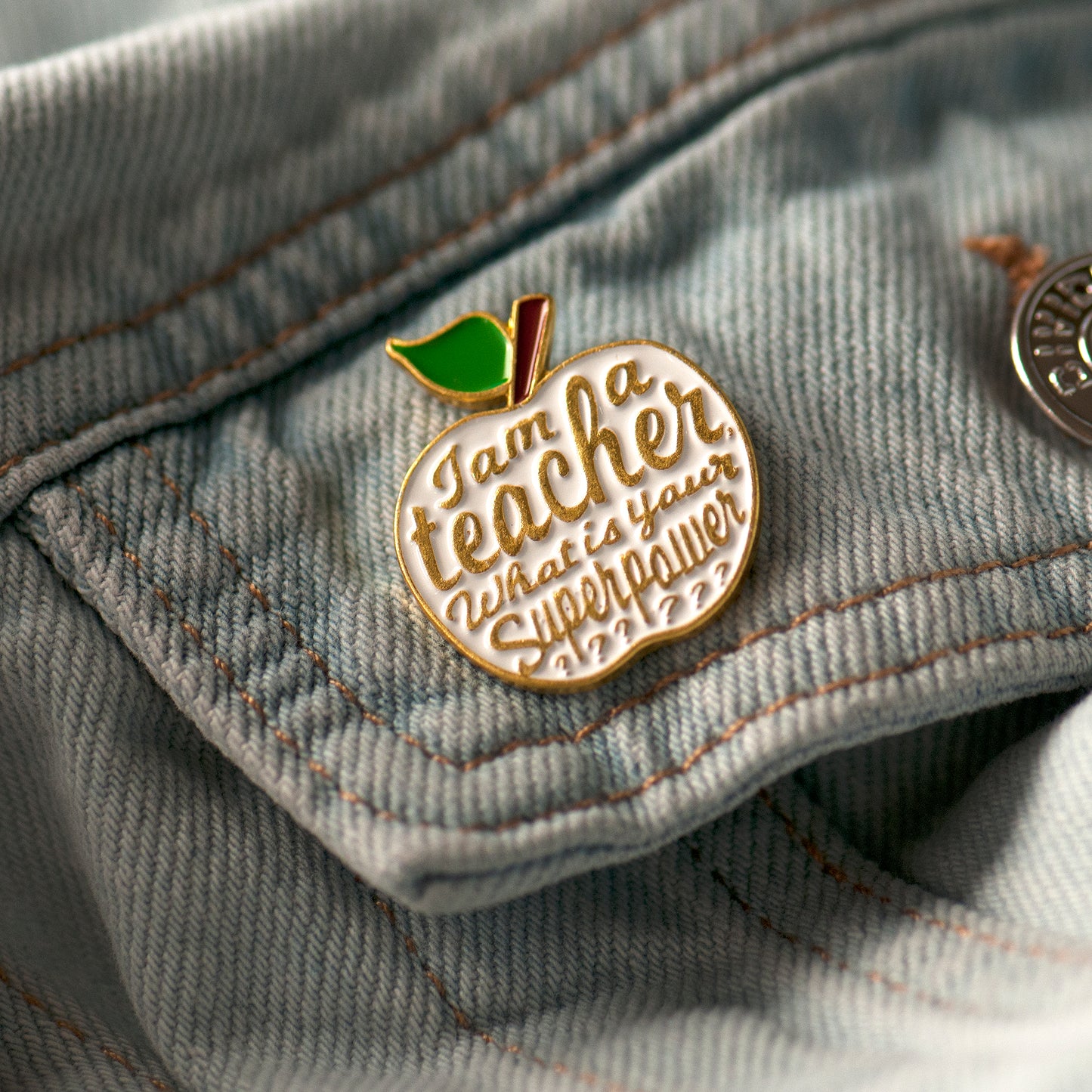 Teacher Apple Enamel Pin - End of Term Teacher Gift - “What’s Your Superpower?” Fun Gift From Child