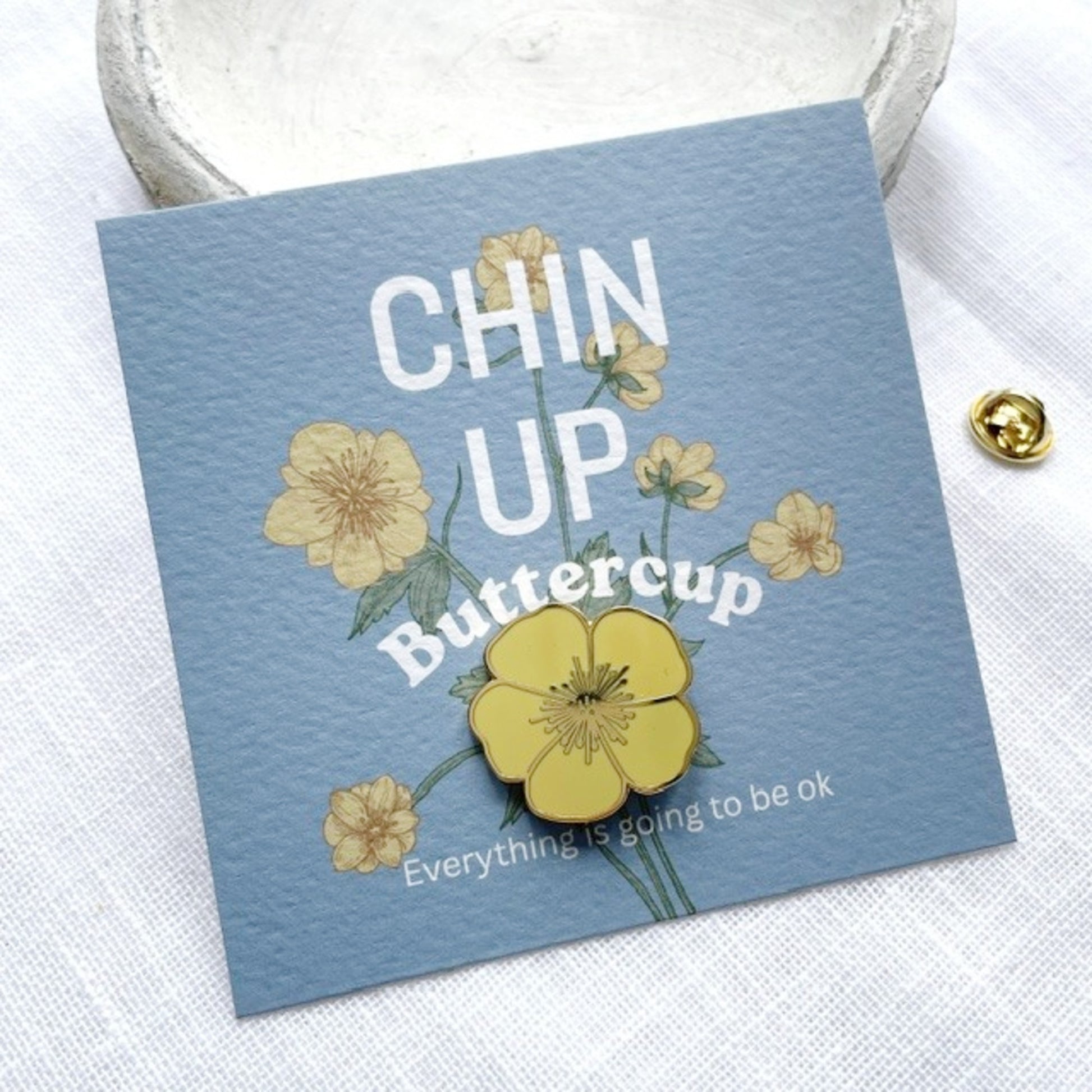 Thinking of you gift with buttercup enamel pin