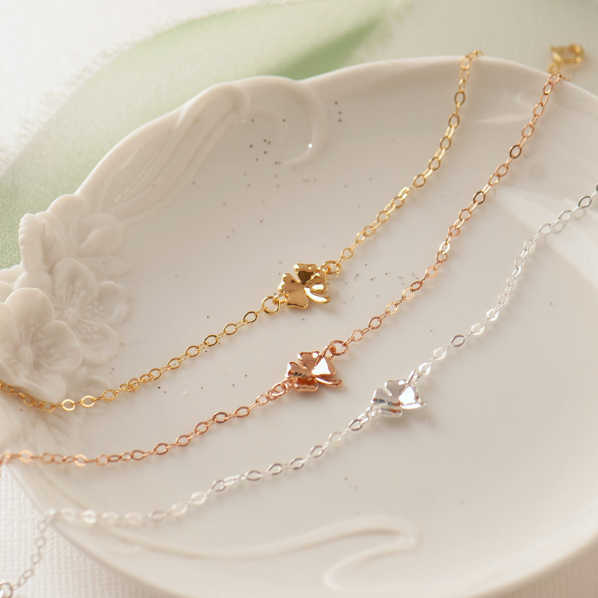 Sterling Silver Four Leaf Clover Bracelet – Good Luck Gift