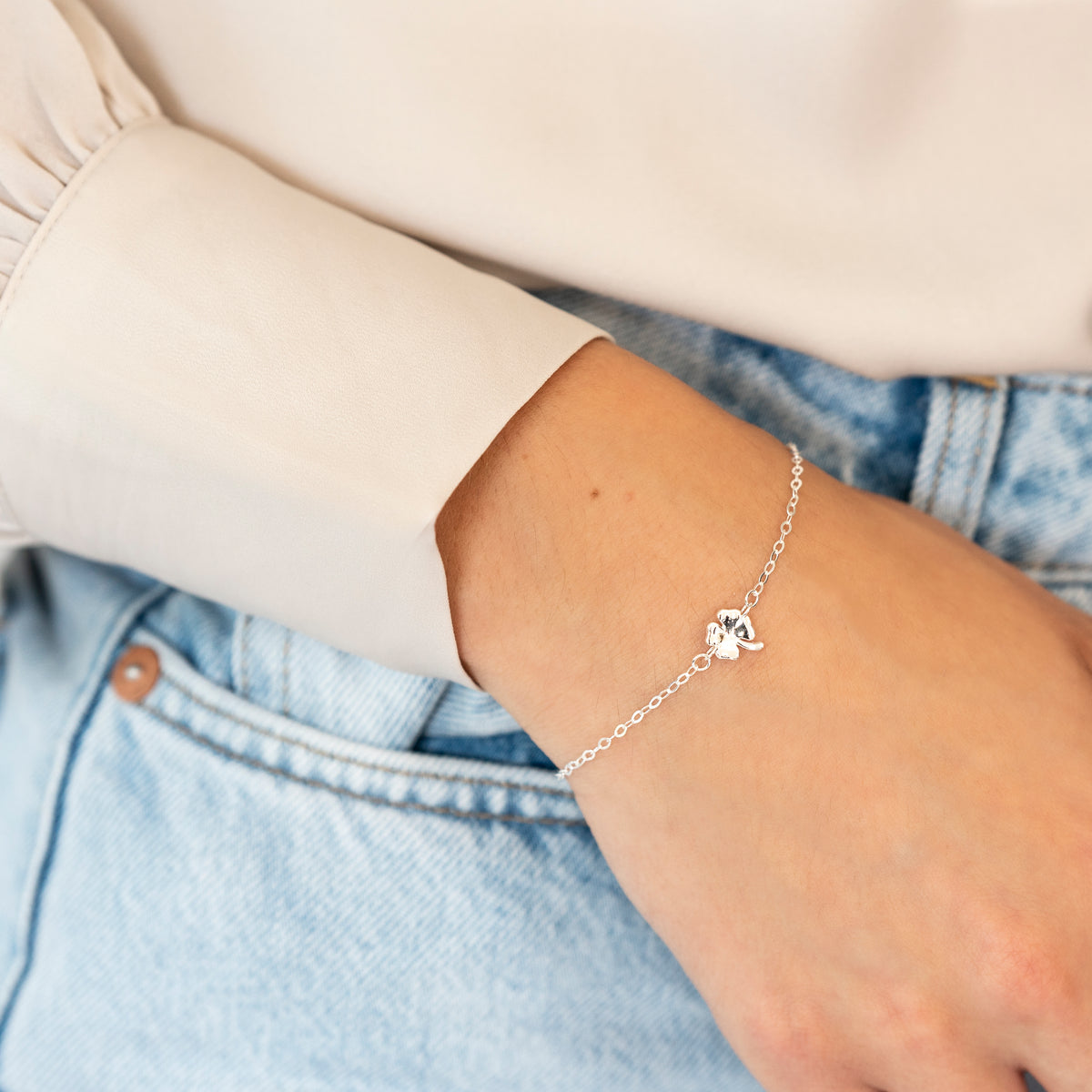 Sterling Silver Four Leaf Clover Bracelet – Good Luck Gift