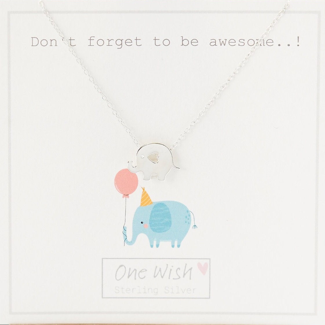 good luck gift, exam gift, elephant silver cute necklace