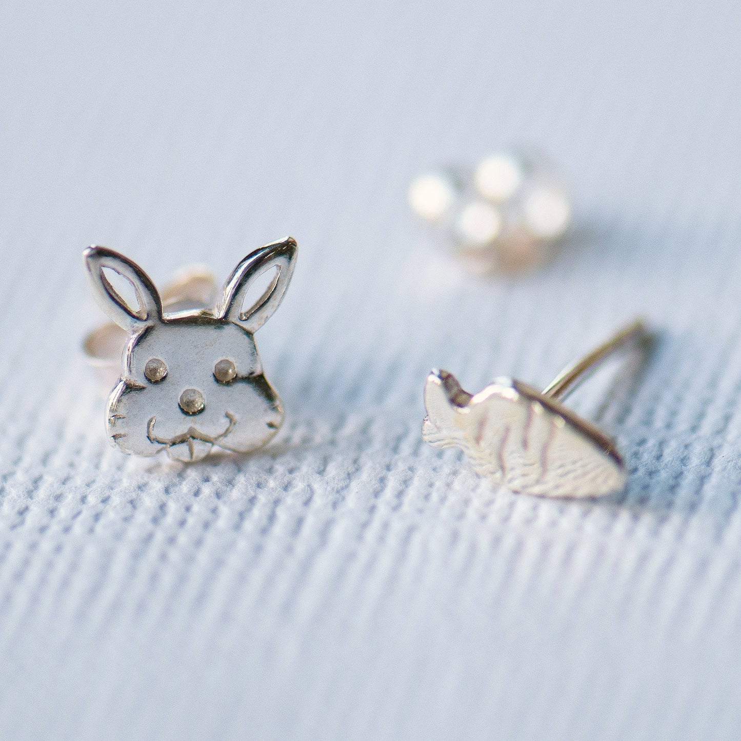 Rabbit & Carrot Mismatched Earrings, Sterling Silver
