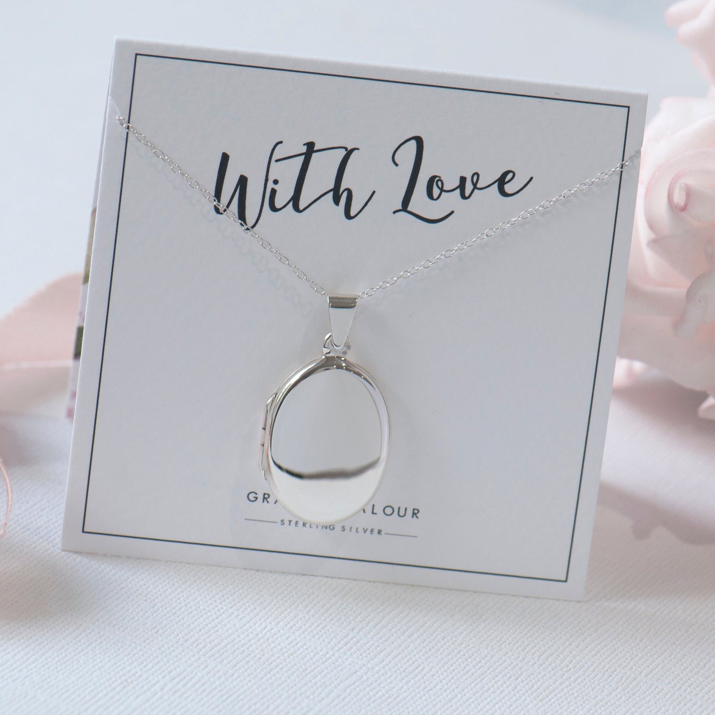 Personalised Sterling Silver Oval Photo Locket Necklace