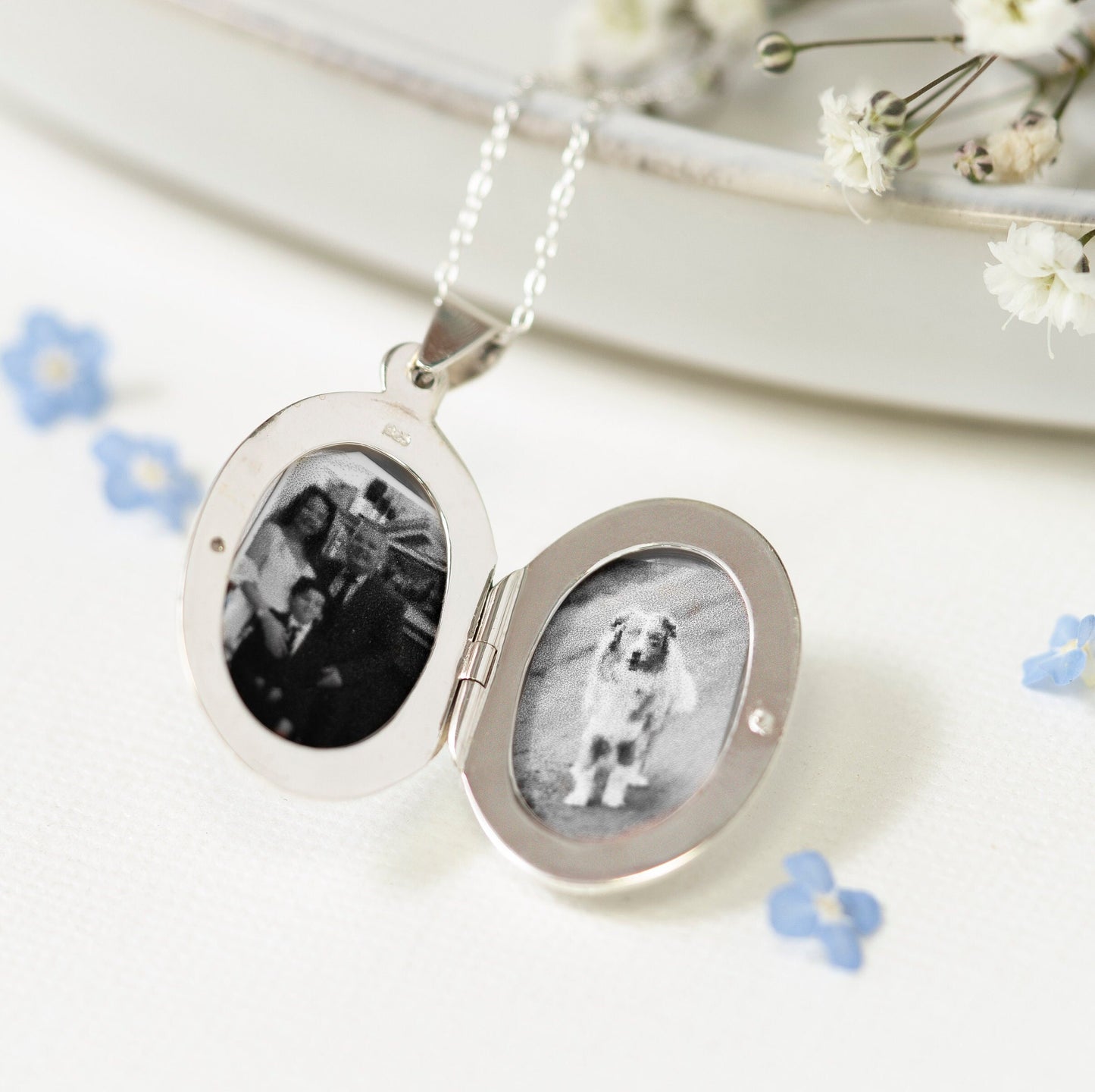 Personalised Sterling Silver Oval Photo Locket Necklace