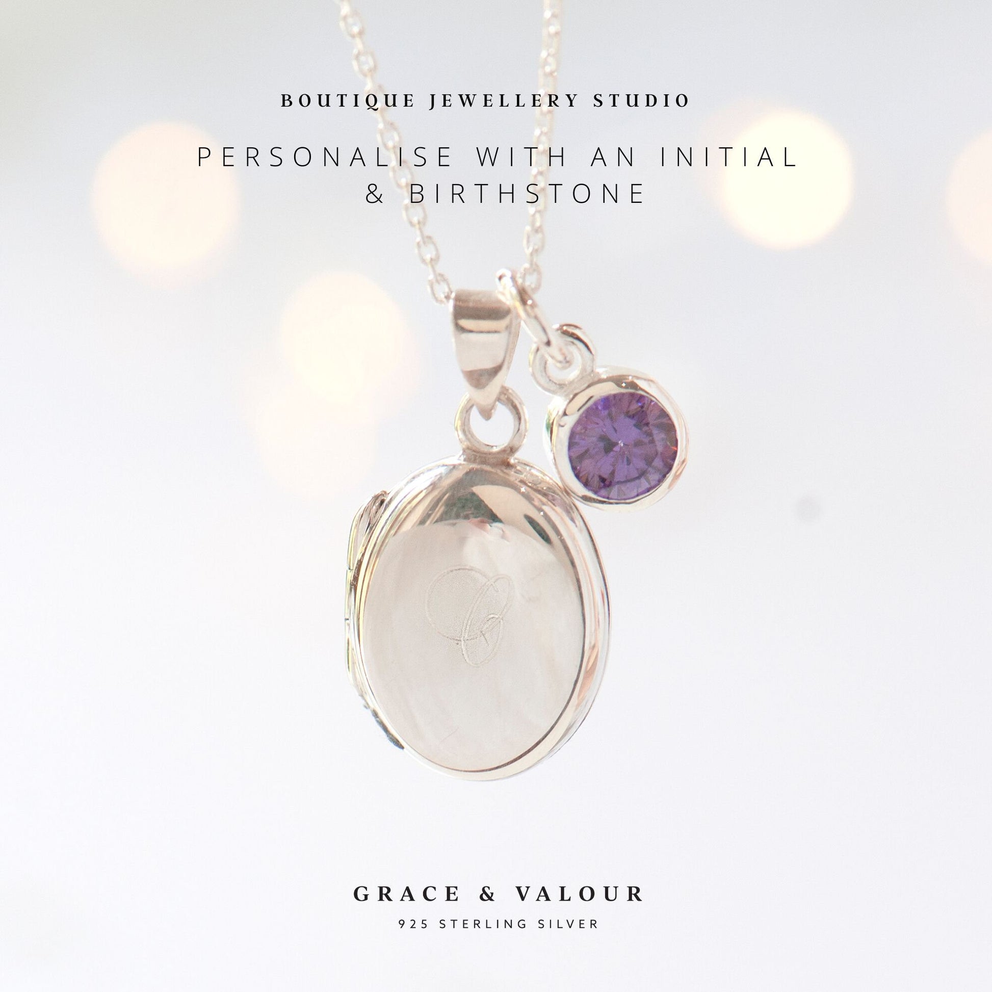locket engraved with an initial and a birthstone added to personalise the gift