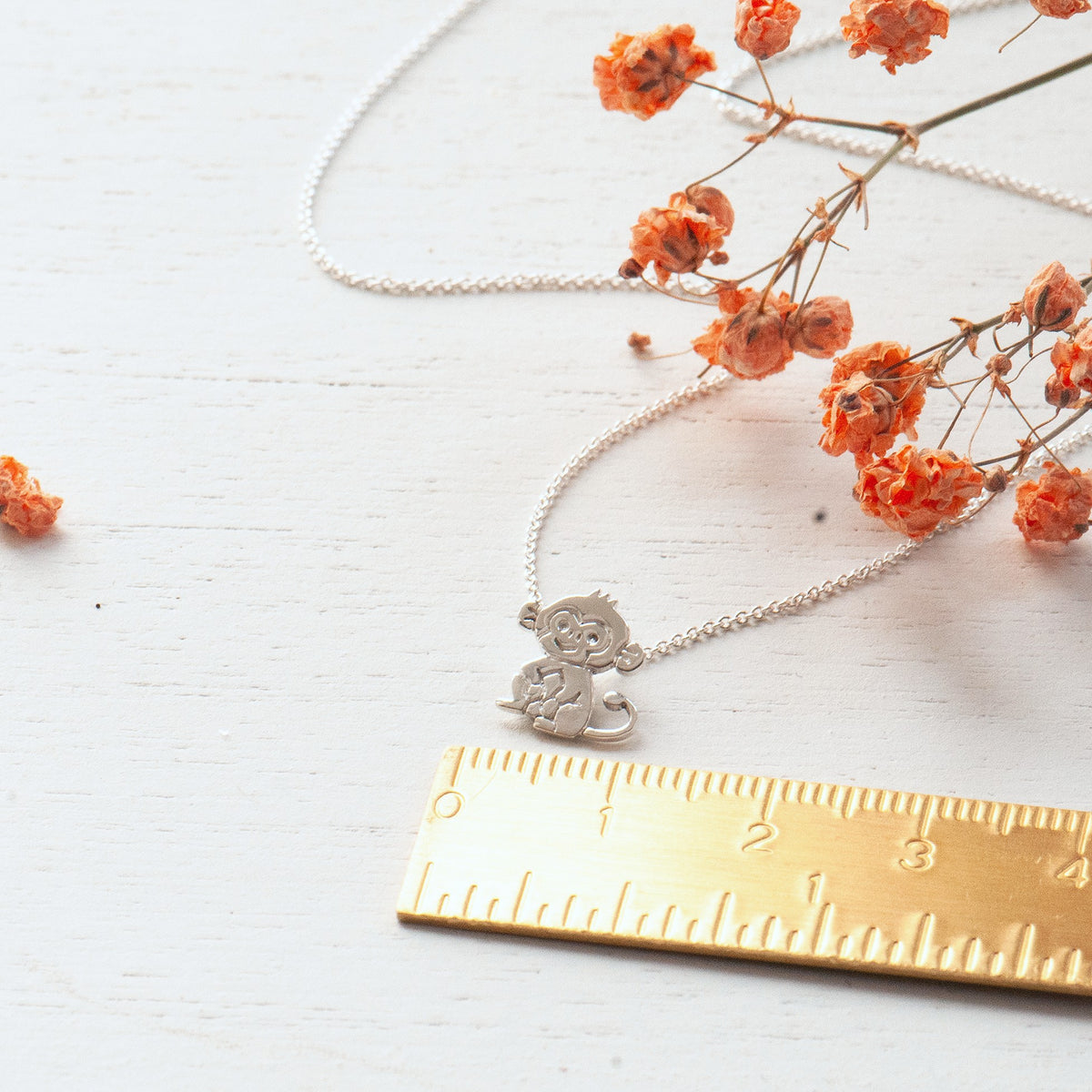 Sterling Silver Monkey Necklace – Cute Monkey Gift