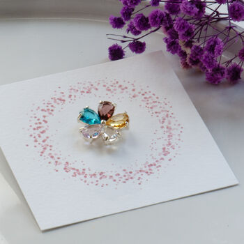 Crystal colourful daisy flower pin on a bespoke gift card