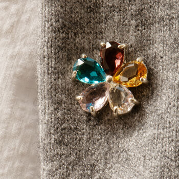 Crystal petals sparkling colourful daisy flower pin