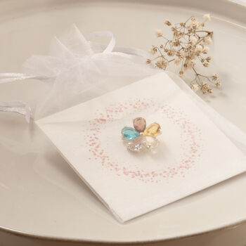 Crystal colourful daisy flower pin in chiffon pouch ready for gifting