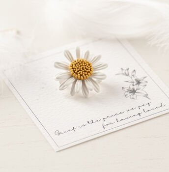 white daisy brooch gift for mourning a loss