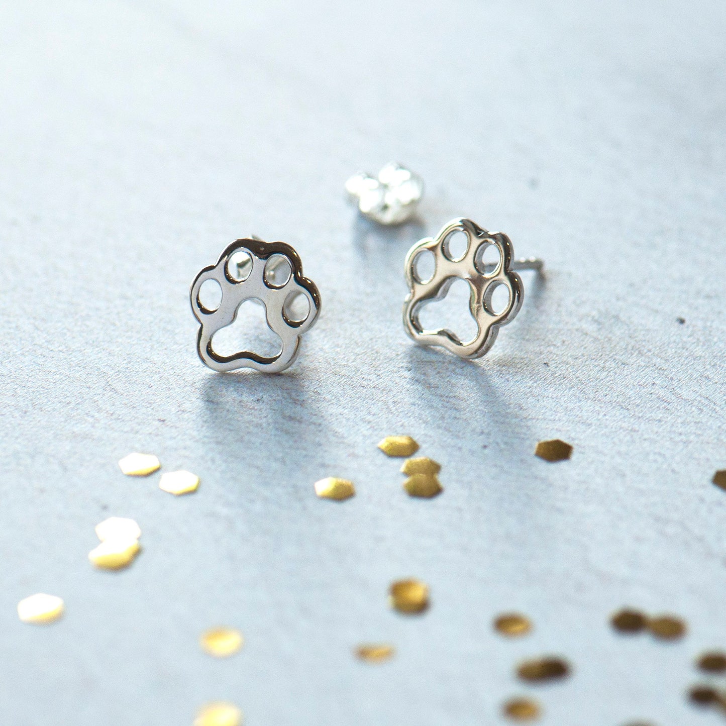 Sterling Silver stud earrings on a bespoke gift car, animal lover gift, dog owner gift, cat owner gift, animal jewellery