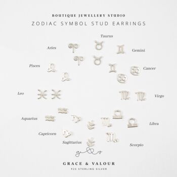 star sign earrings and all other zodiac signs - sterling silver