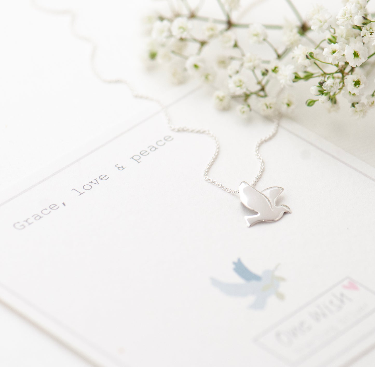 Silver dove necklace, meaningful gift for a friend.