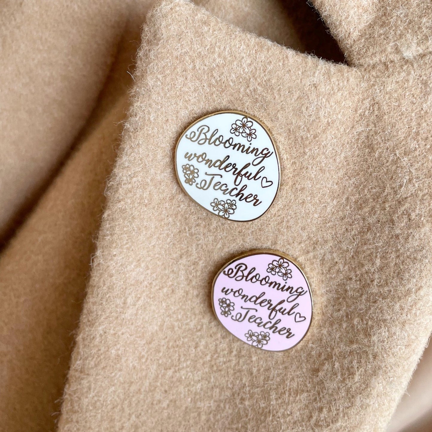 teacher wearing enamel pin thank you appreciation gift