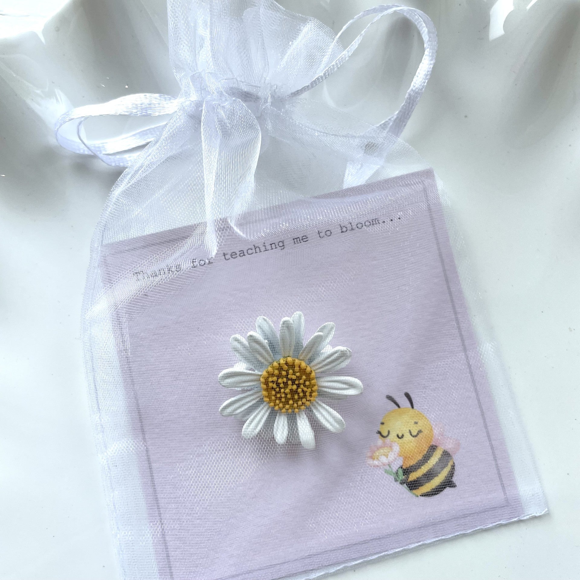 Ready to gift teacher keepsake daisy brooch with packaging